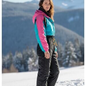 Roffe Ski Suit One Piece Vintage Snowsuit Full Zip Fanta Ski Women 10 Neon 80s